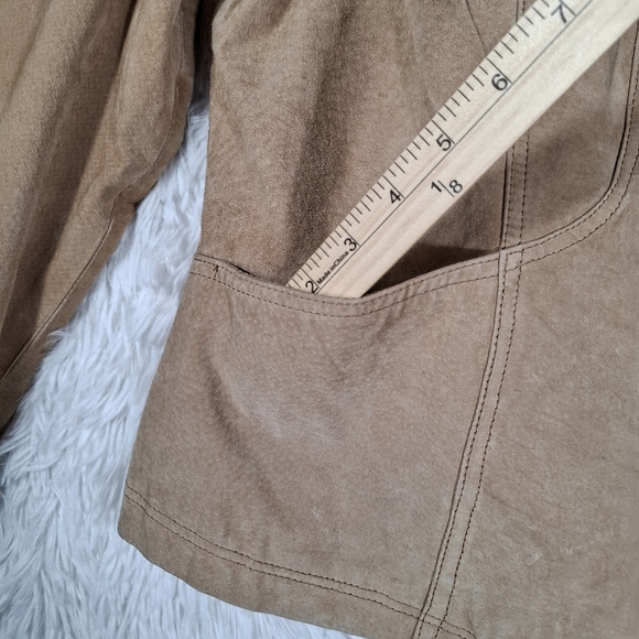 Coldwater Creek Women's Fawn Tan Suede Leather Jacket Snap-Front Lined Size XL - Picture 13 of 15